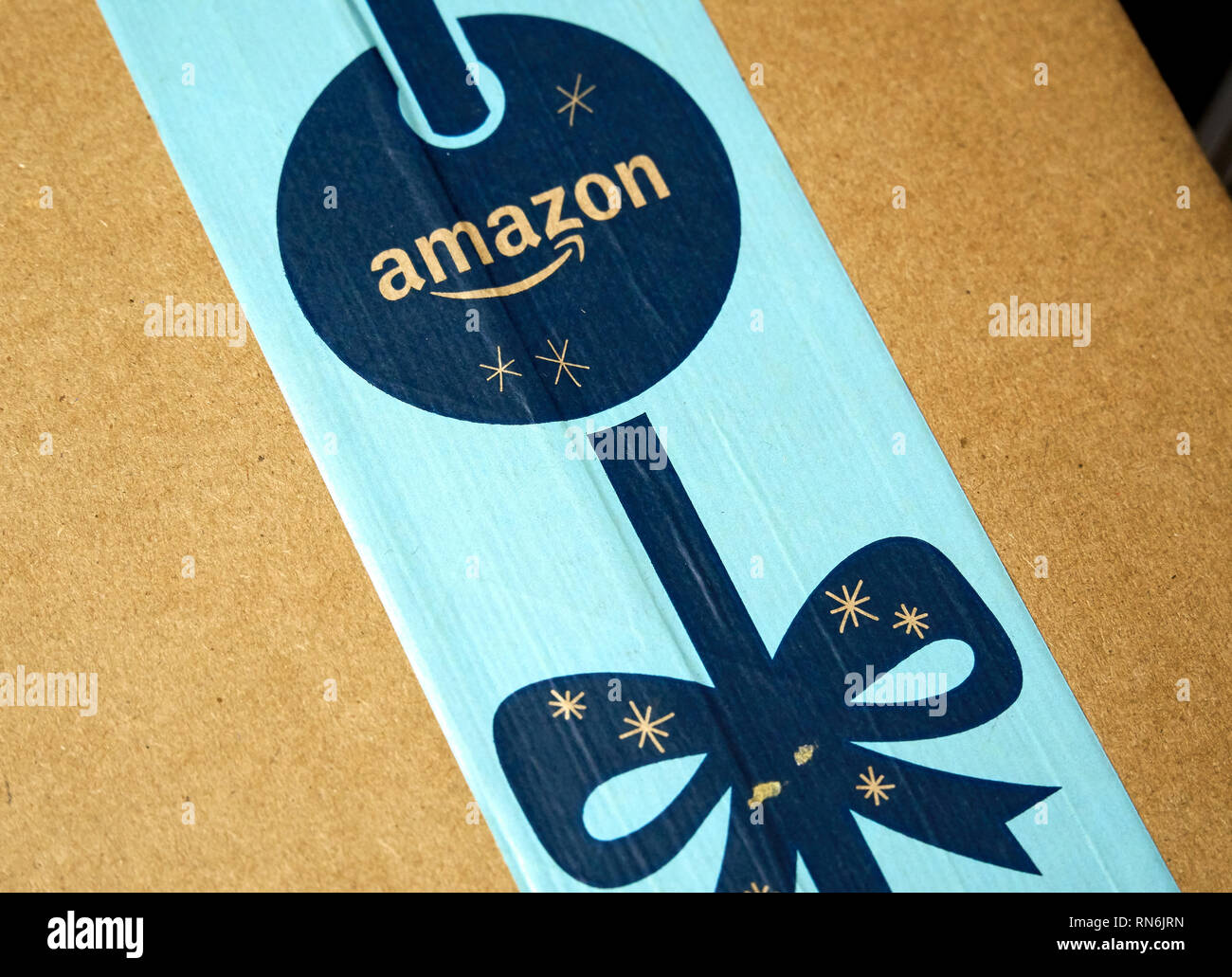 MONTREAL, CANADA - JANUARY 1, 2019: Amazon Prime holiday package 