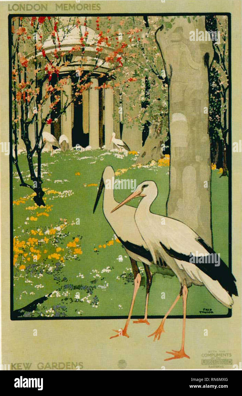 Before the First World War, the Underground Group had developed a reputation for commissioning successful advertising posters. Colourful designs presented London in a new light, encouraging people to take trips to the countryside, theatre or the zoo. As the war dragged on it became inappropriate to promote non-essential leisure travel. Instead, propaganda posters for display at home and abroad were commissioned.Four posters, titled 'London Memories', were sent to troops fighting on the Western Front. The posters were displayed in army billets to raise morale and to remind soldiers of home. Stock Photo
