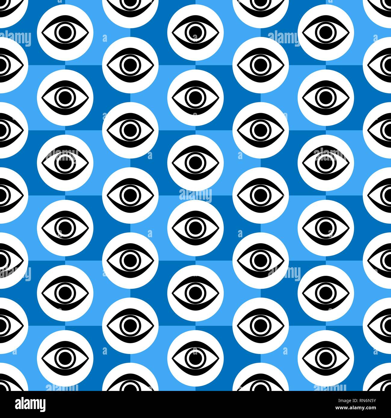 Abstract Seamless Blue, Black and White Geometric Pattern with Blinking