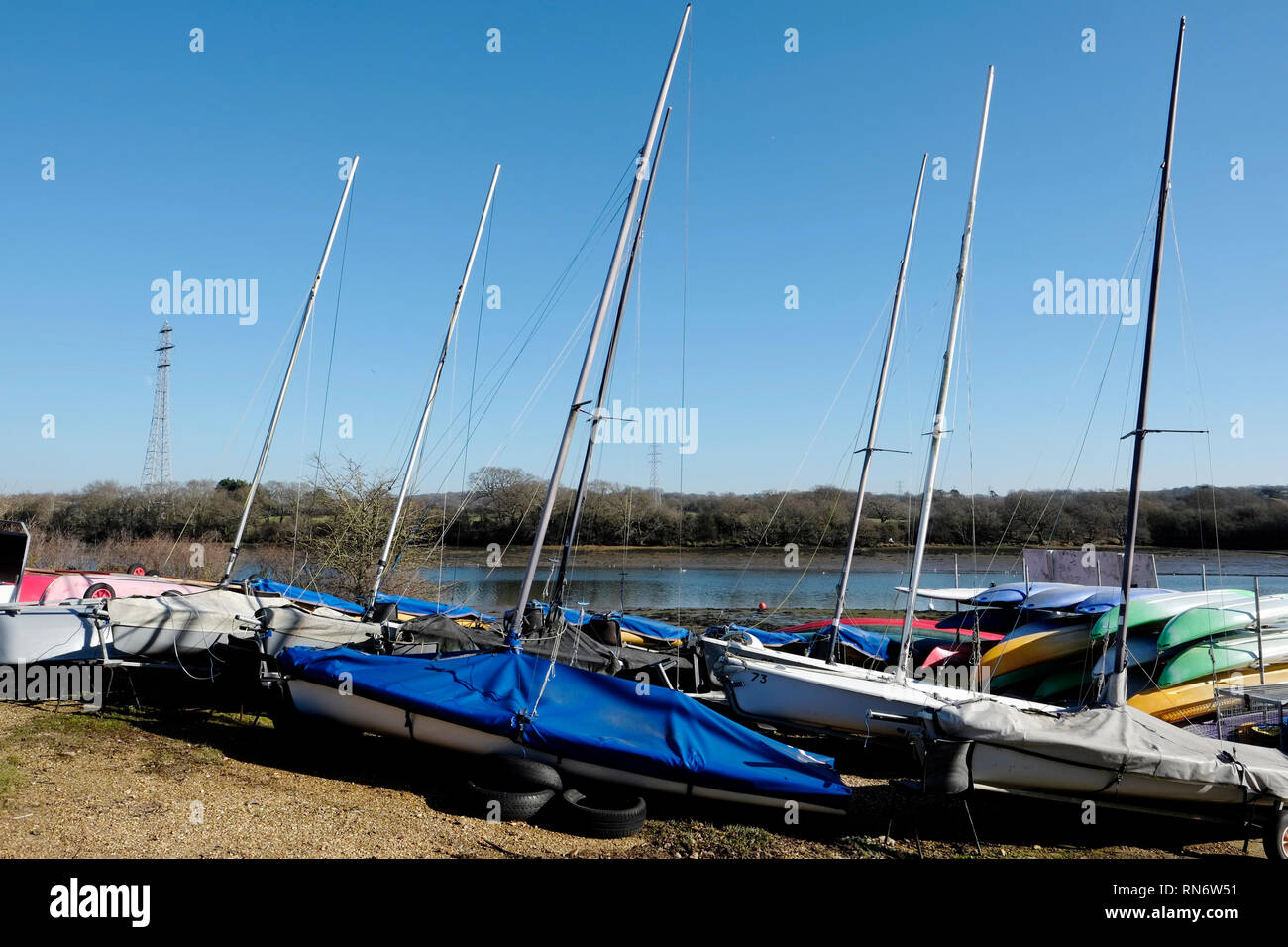 Banks of the Medina River sailboats, Newport, Isle of Wight, England, UK. Stock Photo