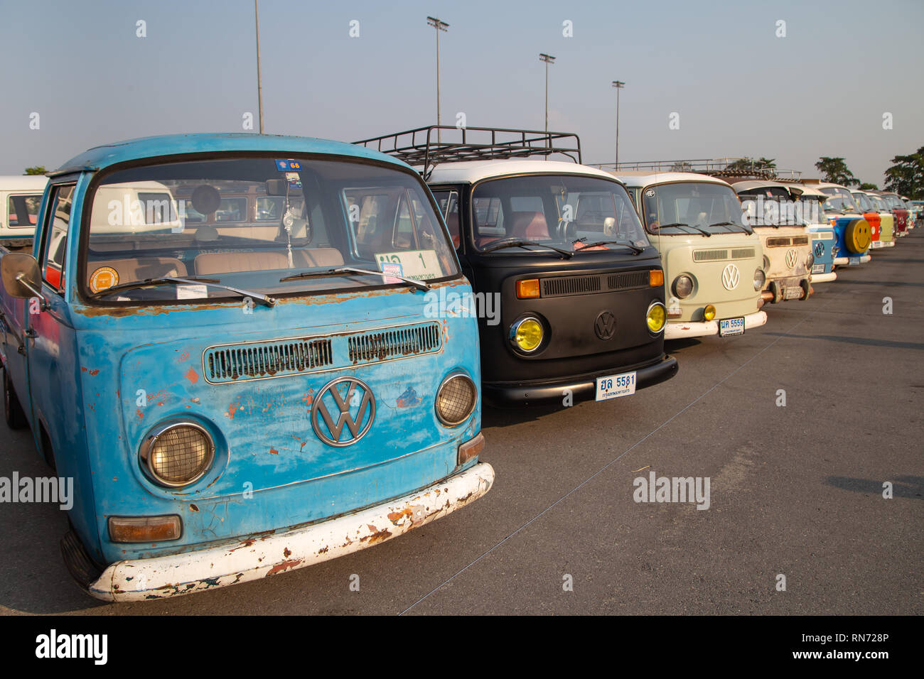 Bangkok, Thailand - February 9, 2019: Vintage VW van owners gathering at  volkswagen club meeting in Siam VW festival Stock Photo - Alamy