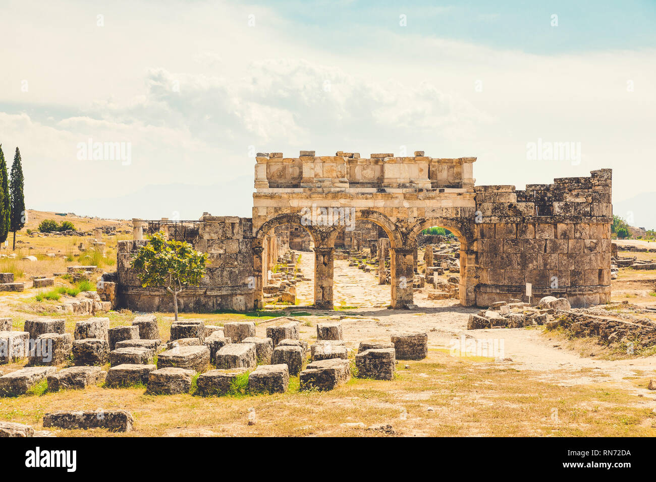 Panorama Ancient Greco Roman City Ruins Of Ancient City Hierapolis In
