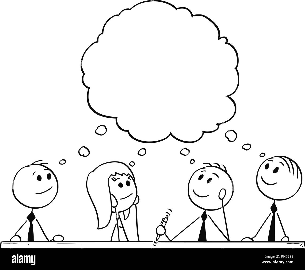 Cartoon of Team of Businessmen During Brainstorming Stock Vector