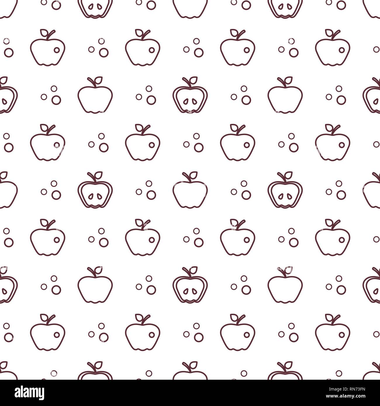Seamless pattern with apples. Vector illustration with apple and leaf ...