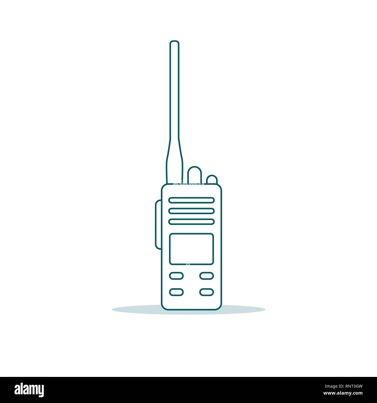 Vector illustration with walkie talkie. Portable radio, communications and  security. Mobile transceiver Stock Vector Image & Art - Alamy