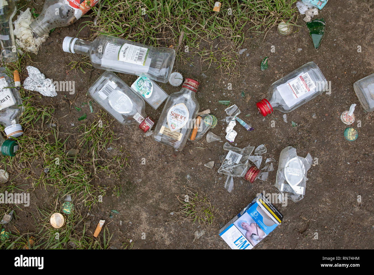 Alcohol Bottles Trash High Resolution Stock Photography and Images Alamy