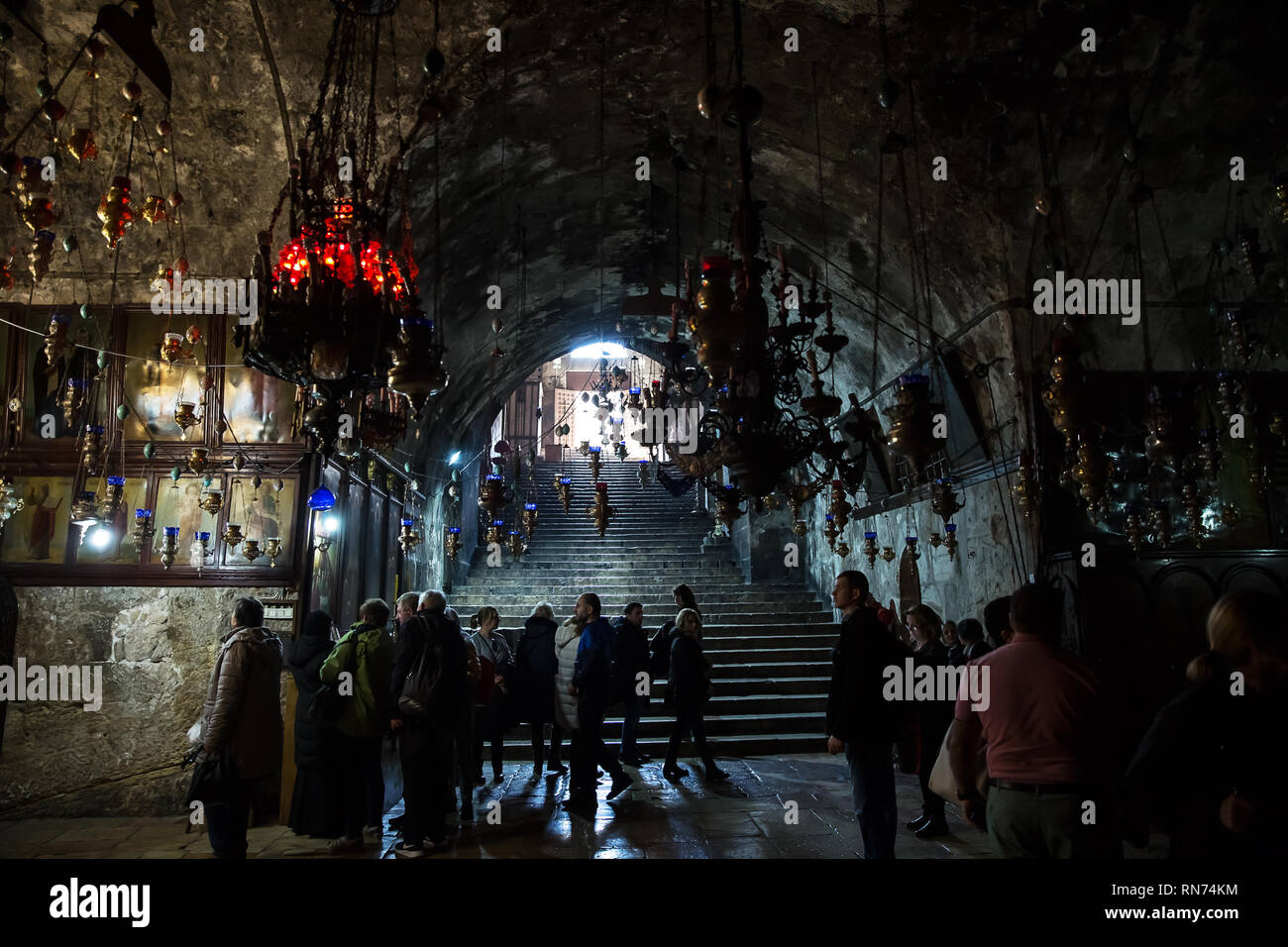 Jerusalem , Israel - January 25 . 2019 : Church of the Sepulchre of Saint Mary, also Tomb of the Virgin Mary, is a Christian tomb in the Kidron Valley Stock Photo