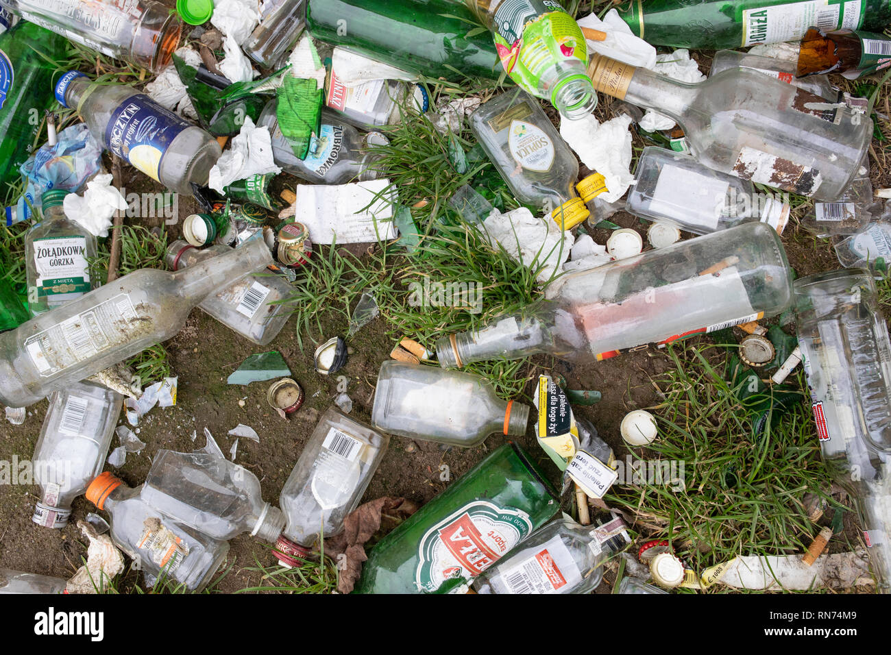 Alcohol Bottles Trash High Resolution Stock Photography and Images Alamy