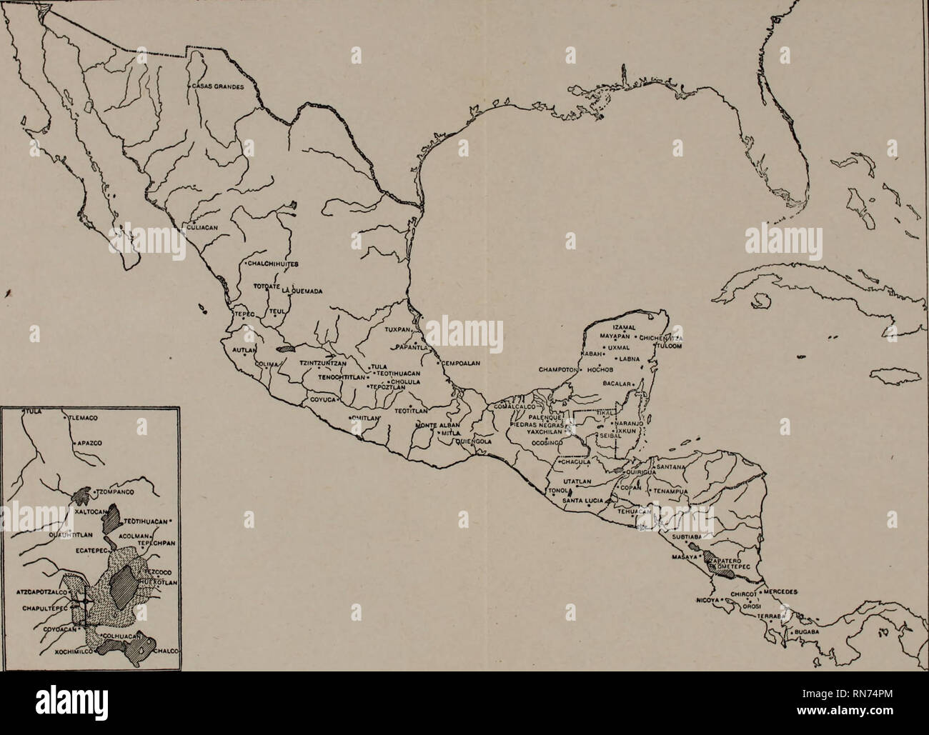 Ancient Mexican Civilizations Map Ancient Civilizations Of Mexico And Central America Indians Of Mexico Indians Of Central America Map Of Mexico And Central America Showing The Principal Archaeological Sites With A Detail Insert Of The