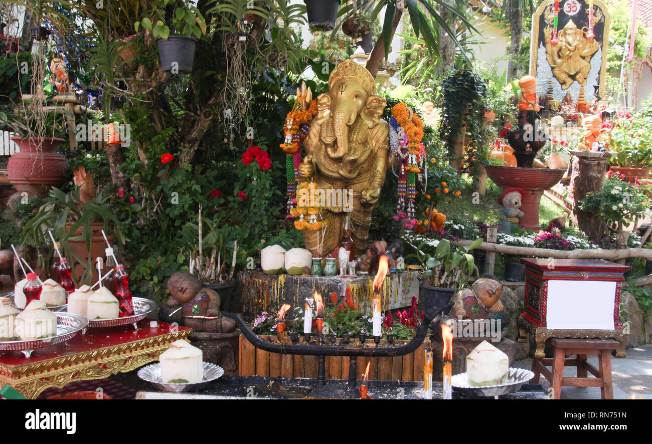 Ganesha statue altar Stock Photo