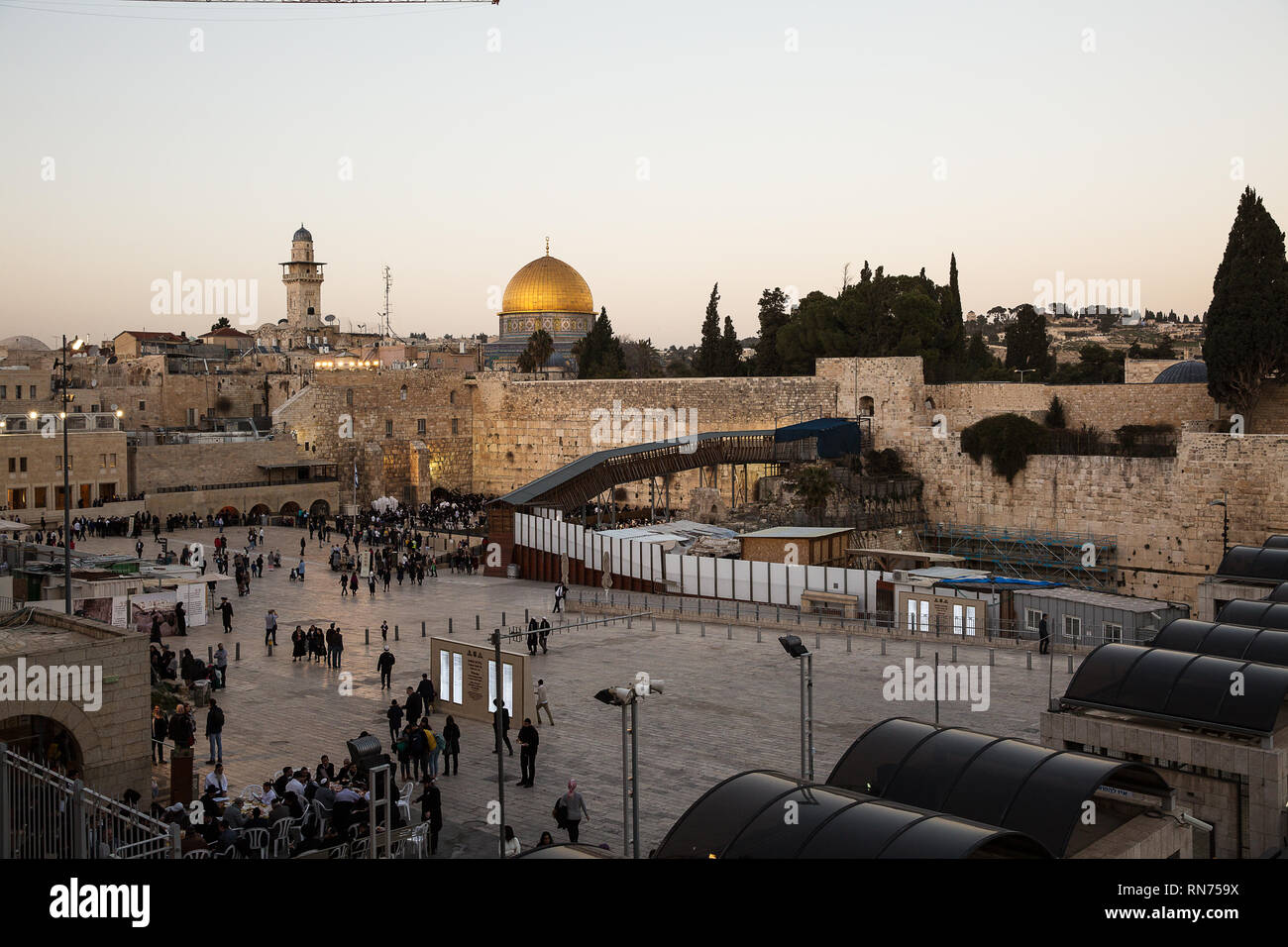 Jerusalem , Israel - January 26 . 2019 : Beautiful photo at the Wailing Wall in the Old City of Jerusalem. Israel. Stock Photo