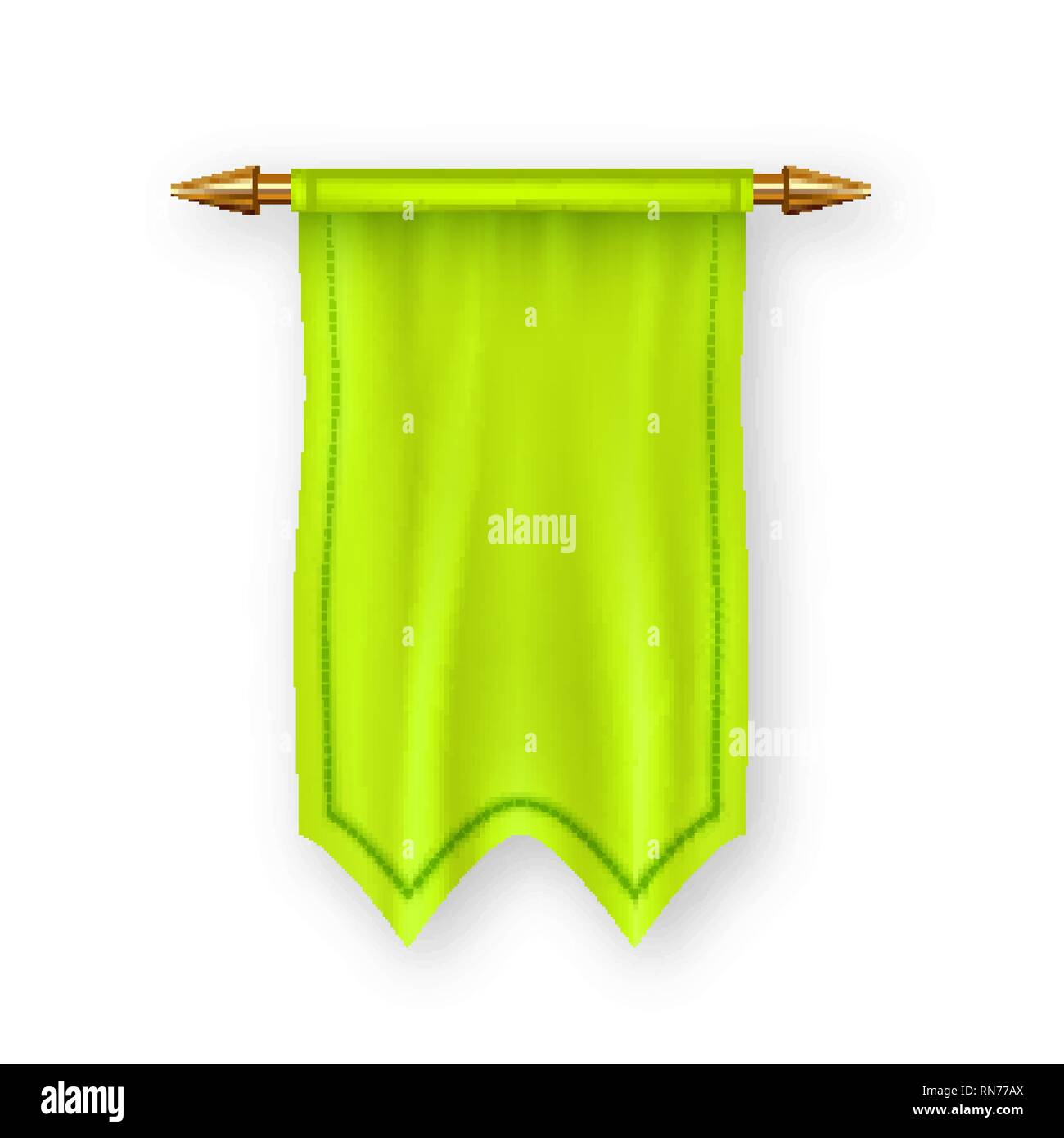 Yellow Pennat Flag Vector Pennon Fabric Blank Advertising Canvas