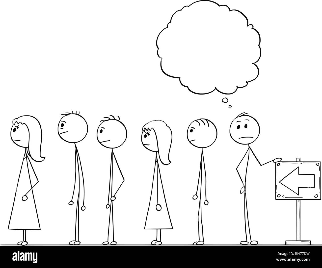 Cartoon of Man Waiting in Line or Queue With Empty Speech Bubble Above  Stock Vector Image & Art - Alamy