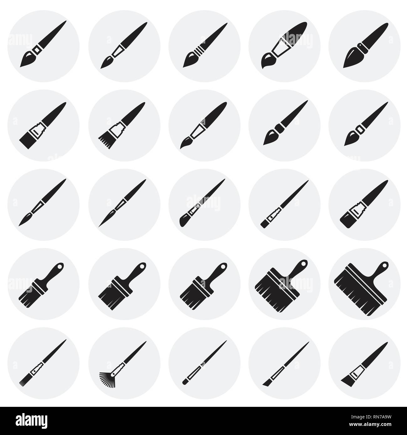 Brush icons set on circles background for graphic and web design ...