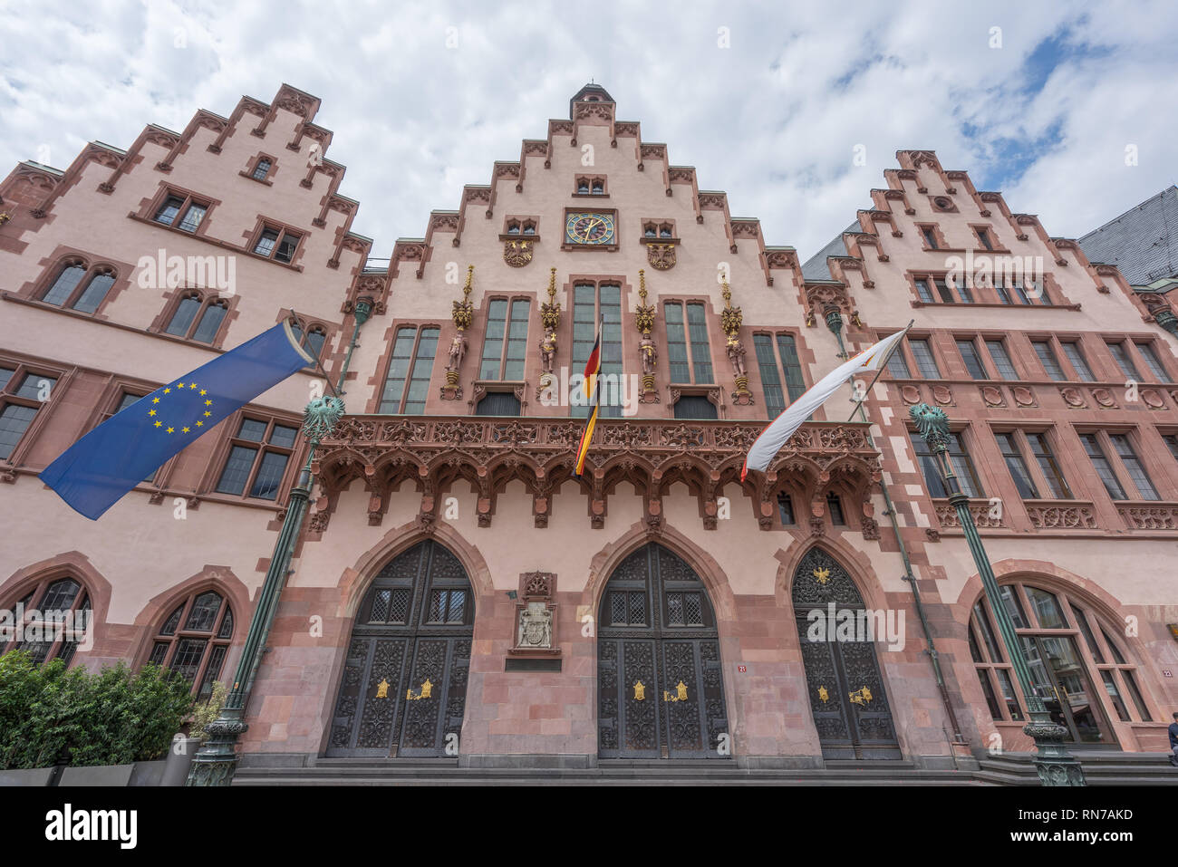 Frankfurt, July 26, 2016. The Romer eastern facade. It has been the ...