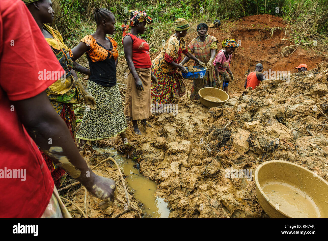 Female artisan miners at a gold mine near Iga Barriere, Ituri province