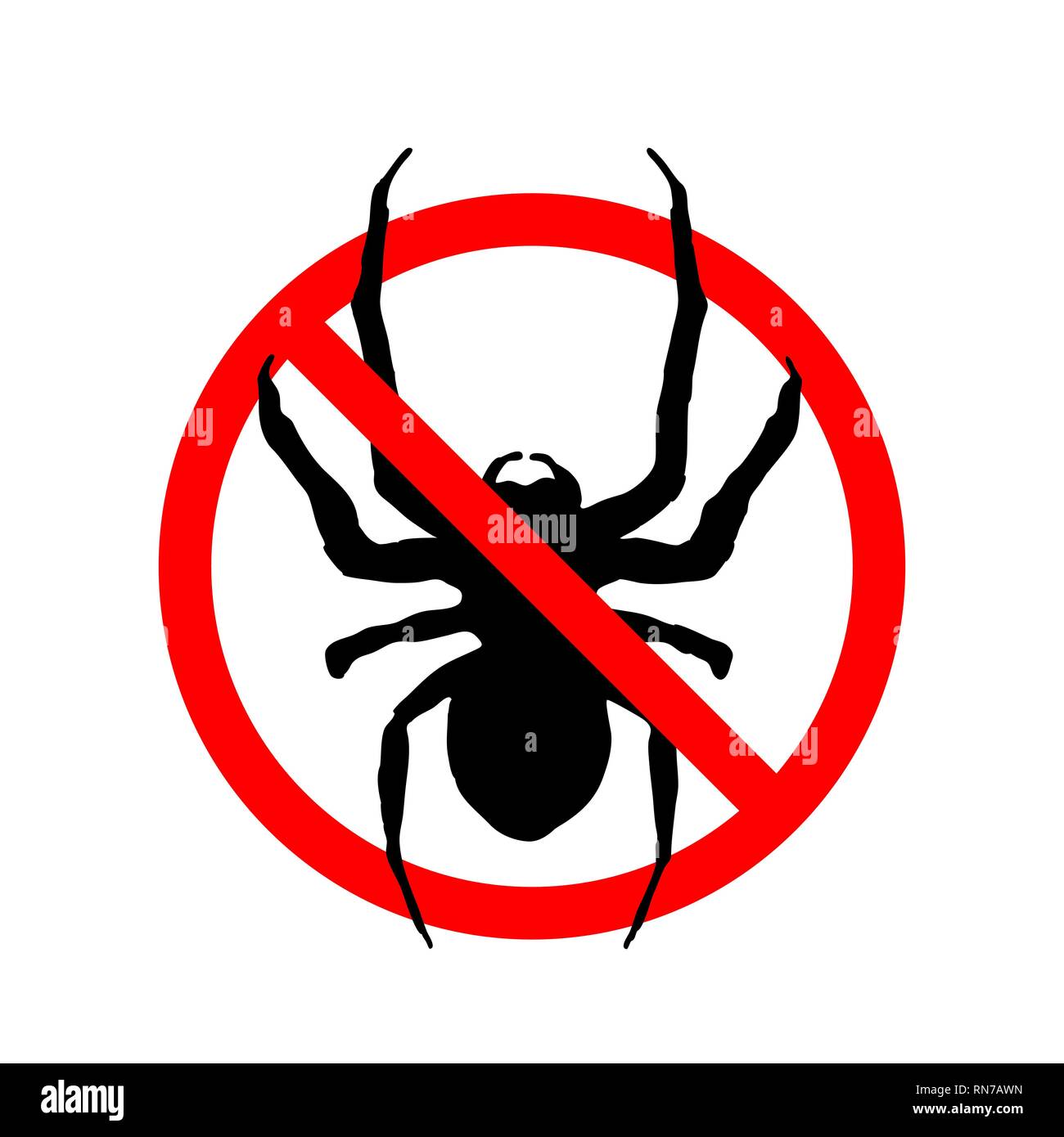 Insects not allowed, red forbidden sign on white Stock Vector