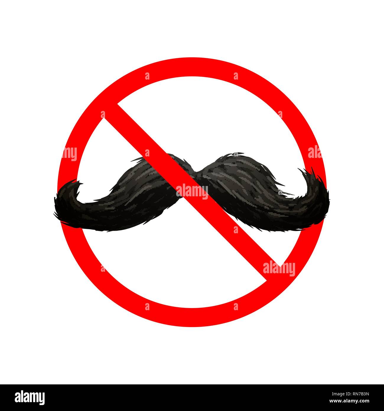 Mustaches not allowed, red forbidden sign on white Stock Vector