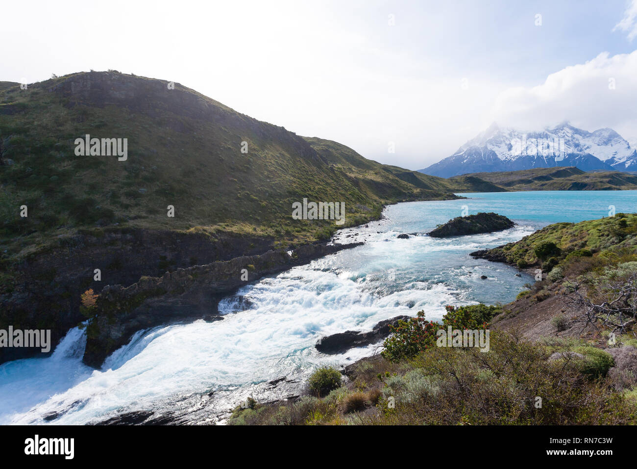 Salto Chico waterfall view, Torres del Paine National Park, Chile. Chilean Patagonia landscape Stock Photo