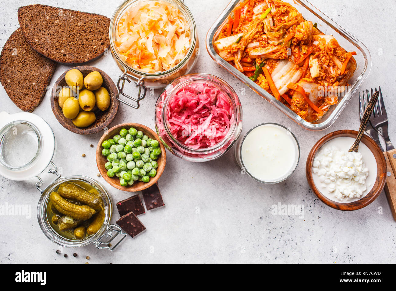 Probiotics Food Background Kimchi Beet Sauerkraut Sauerkraut