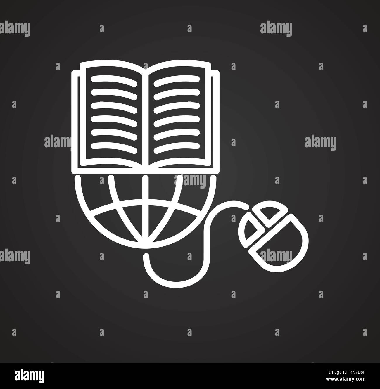 E-Learning line icon on balck background for graphic and web design ...
