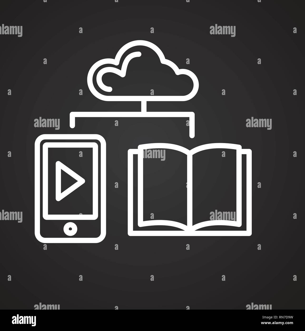 E-Learning line icon on balck background for graphic and web design ...