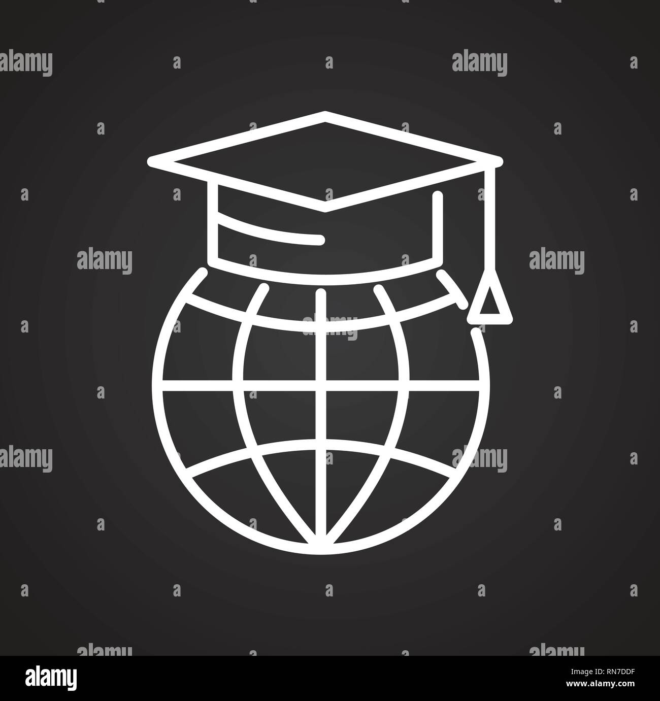 E-Learning line icon on balck background for graphic and web design ...
