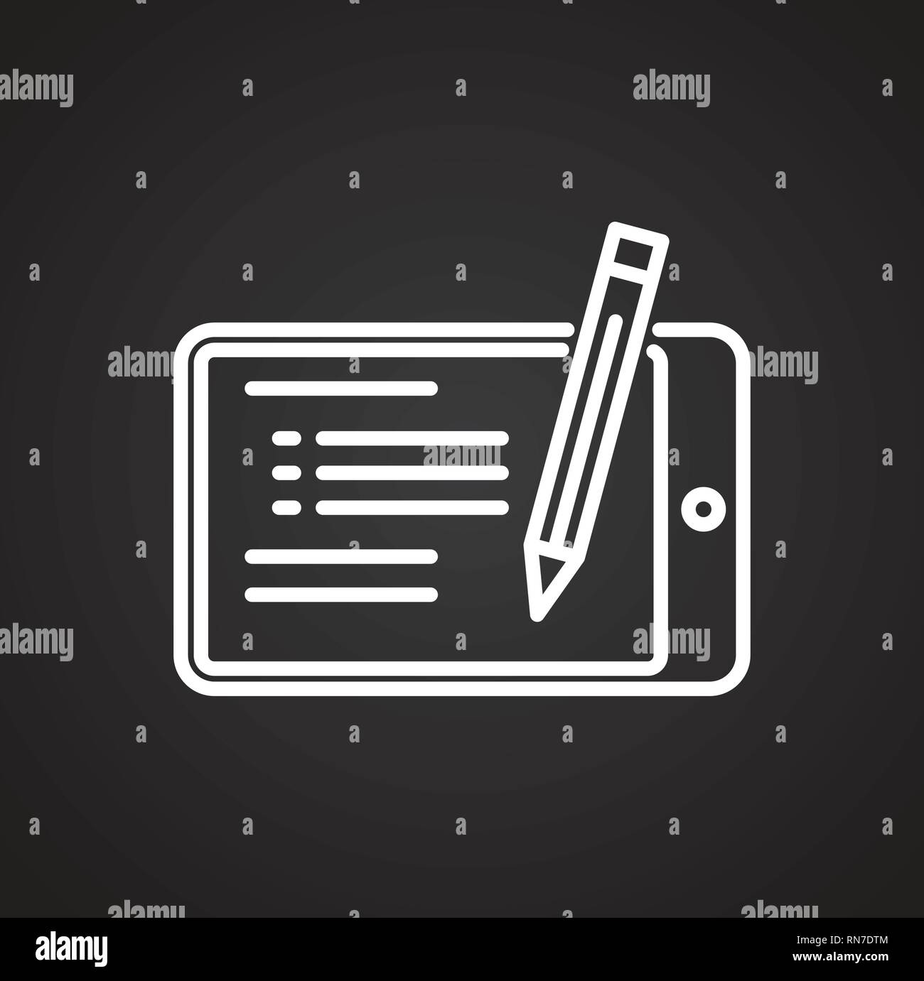 E-Learning line icon on balck background for graphic and web design ...