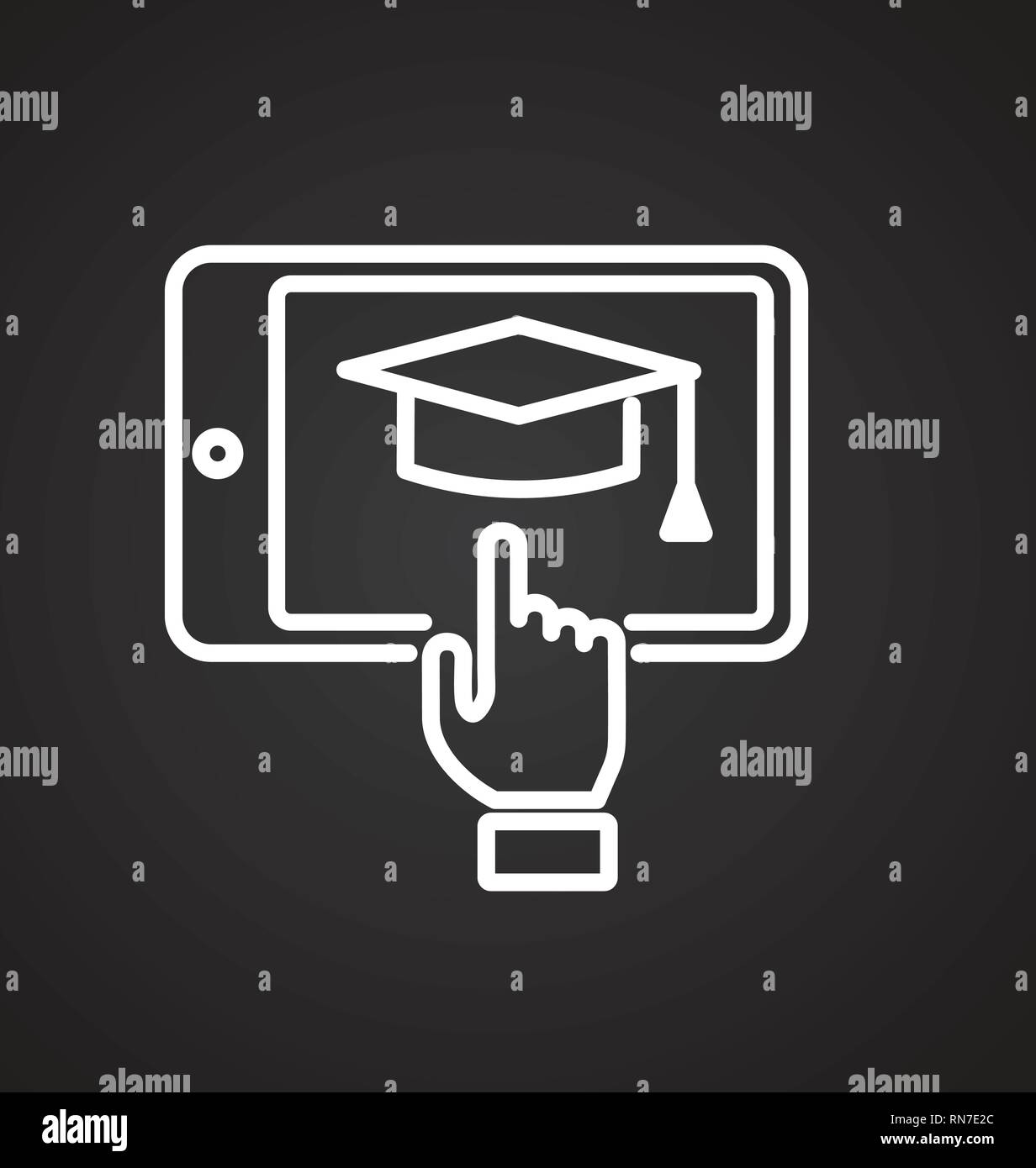 E-Learning line icon on balck background for graphic and web design ...
