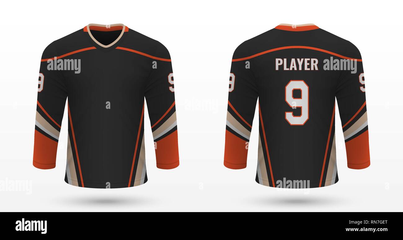 Realistic hockey kit, shirt template for ice hockey jersey Anaheim Ducks.  Vector illustration Stock Vector Image & Art - Alamy