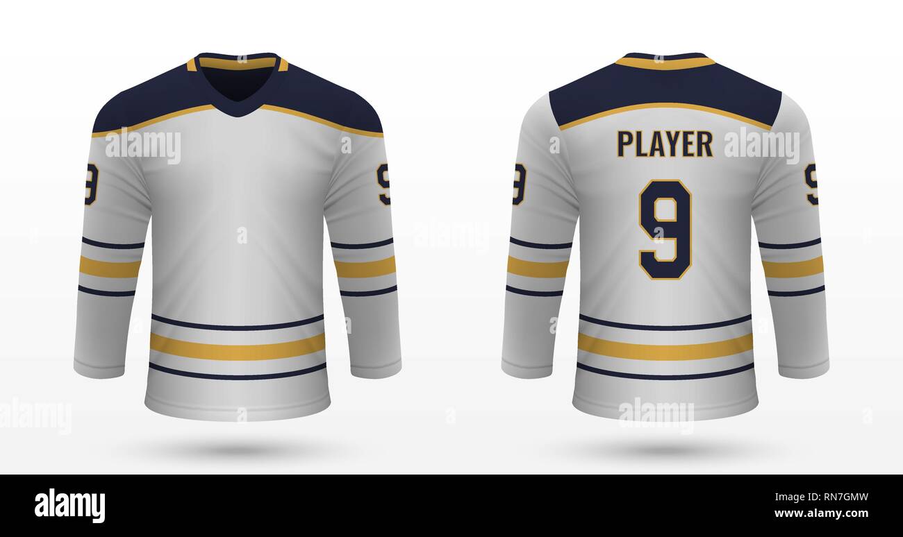 Realistic hockey kit, shirt template for ice hockey jersey Buffalo