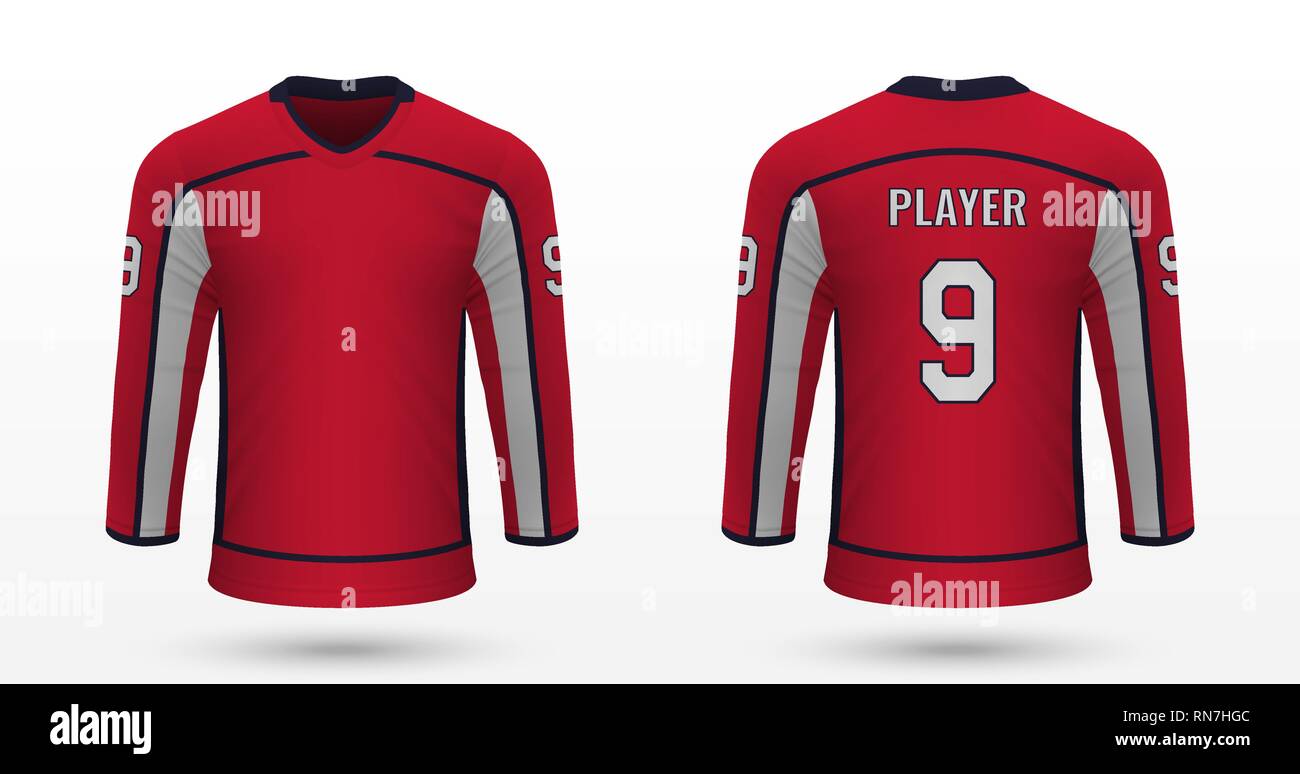 Realistic sport shirt Washington Capitals, jersey template for ice