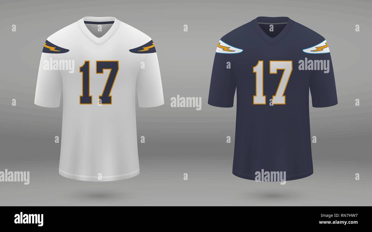 Realistic american football jersey Los Angeles Chargers, shirt template for  kit. Vector illustration Stock Vector Image & Art - Alamy