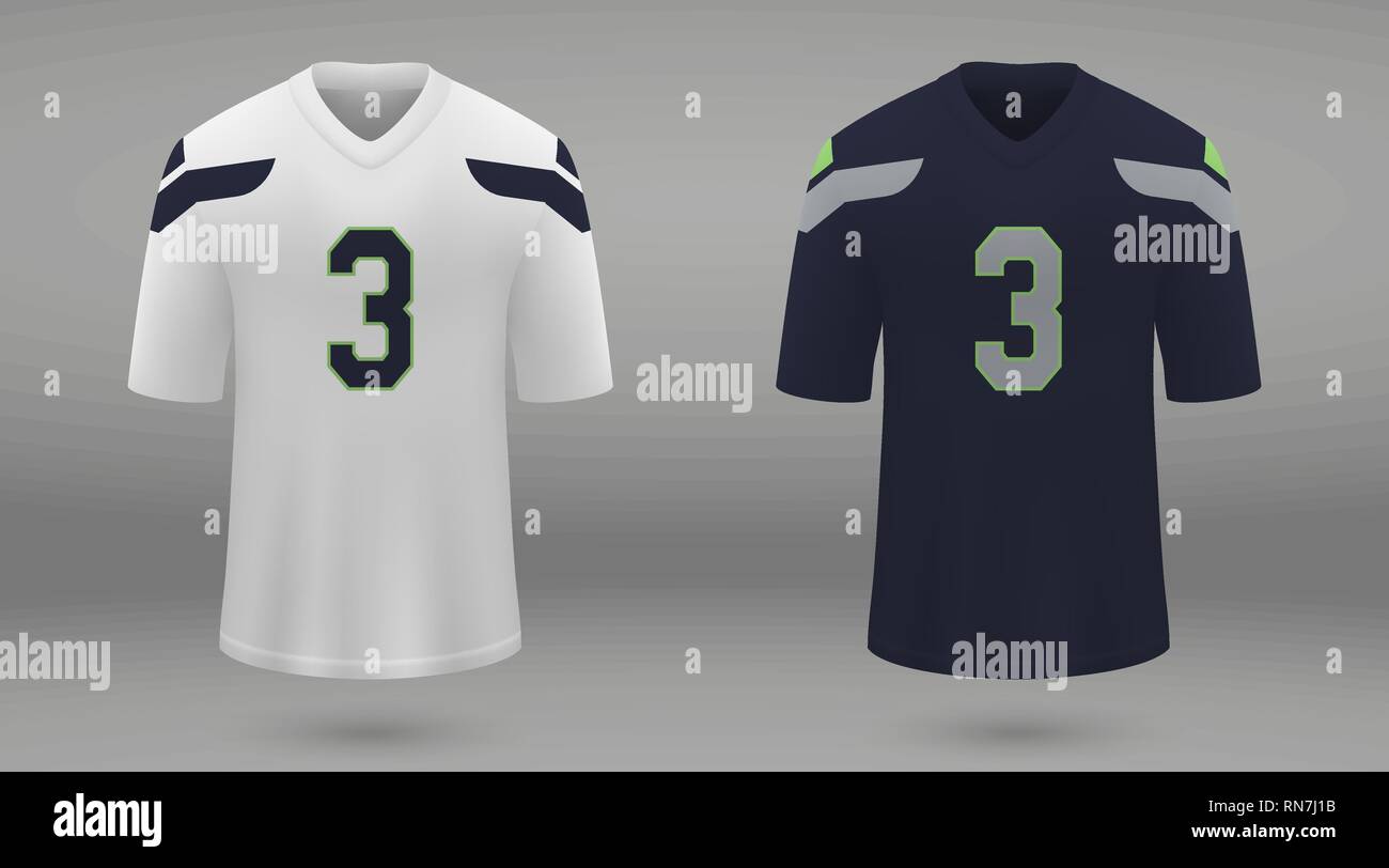 Realistic american football jersey Seattle Seahawks, shirt template for  kit. Vector illustration Stock Vector Image & Art - Alamy