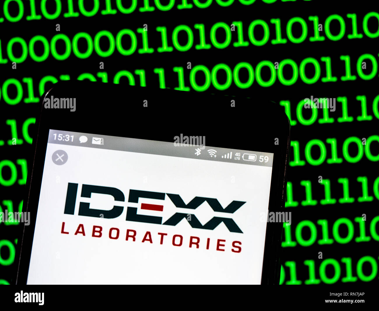IDEXX Laboratories, Inc. logo seen displayed on smart phone Stock Photo