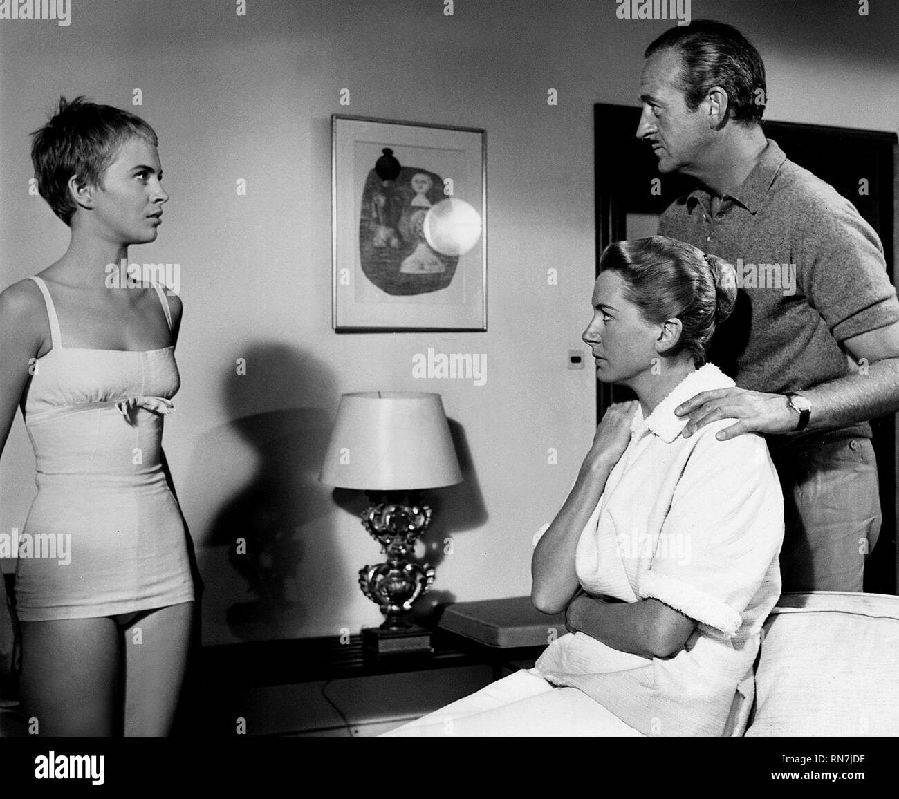 SEBERG,NIVEN,KERR, BONJOUR TRISTESSE, 1958 Stock Photo