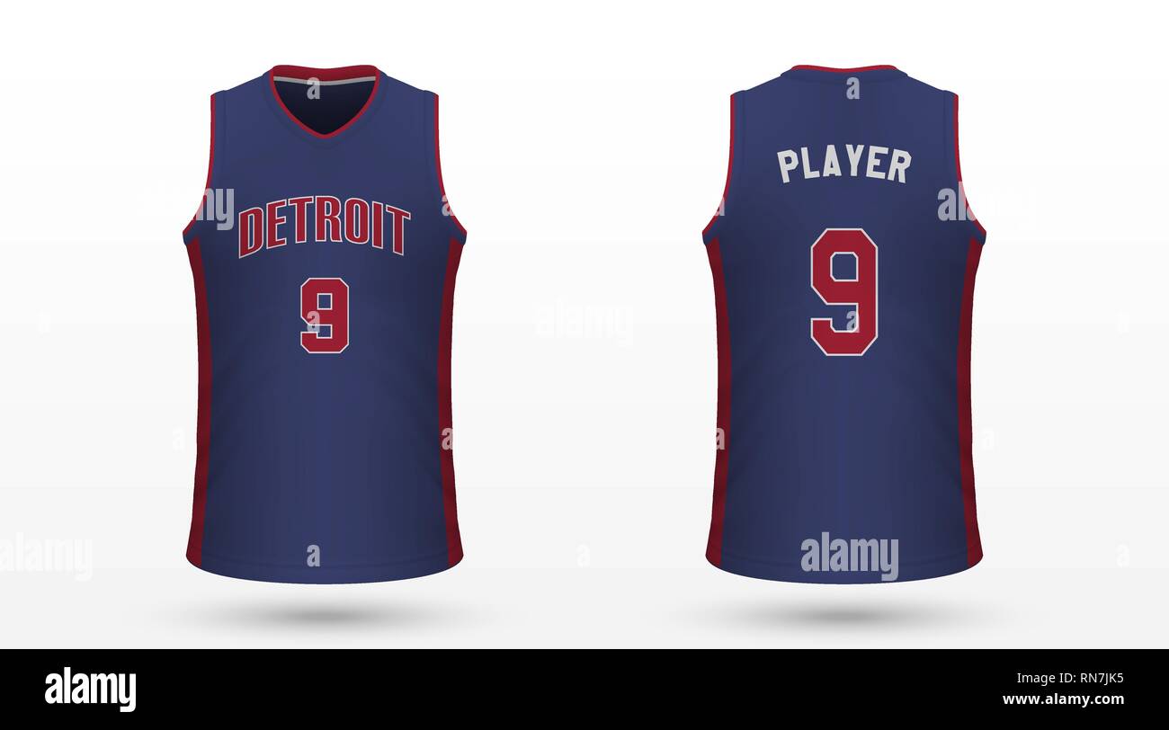 Realistic sport shirt Detroit Pistons, jersey template for basketball