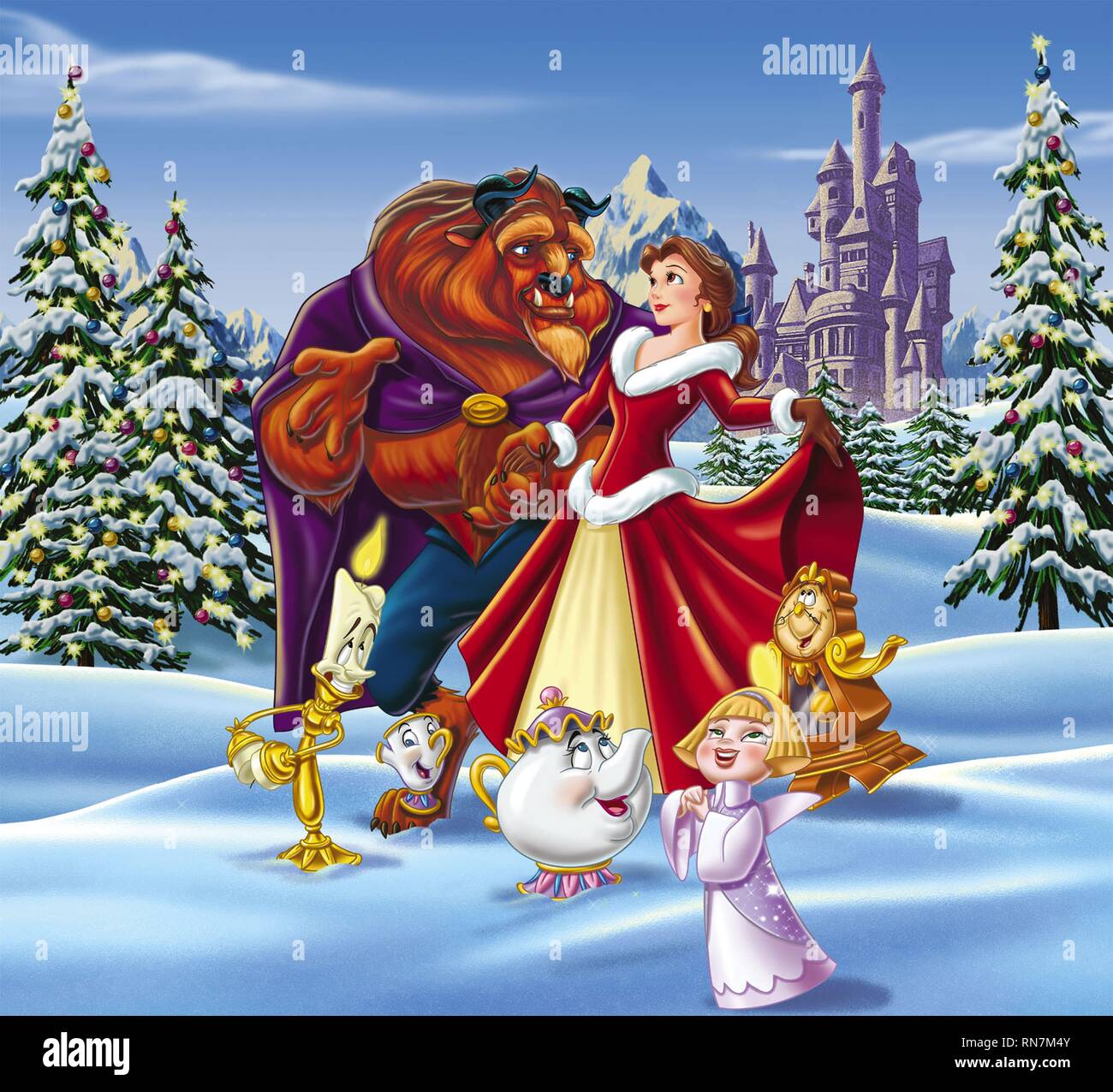 BEAUTY AND THE BEAST THE ENCHANTED CHRISTMAS, BEAST, BELLE, LUMIER