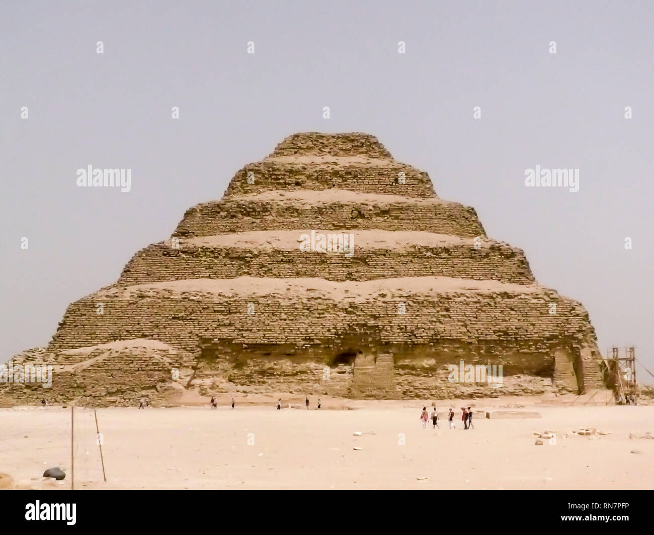 Saqqara, Egypt - April 13 2008: Pyramid of Djoser (Stepped pyramid), in archeological site of Saqqara necropolis, Cairo, Egypt. Stock Photo