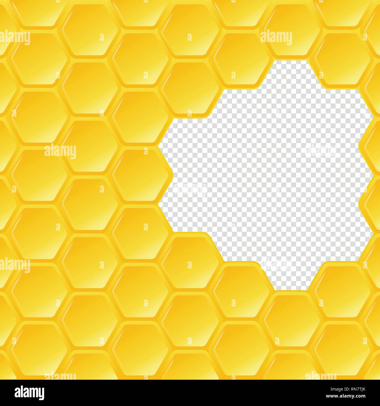 Hexagon honeycomb on transparent background. Vector illustration. Stock Vector
