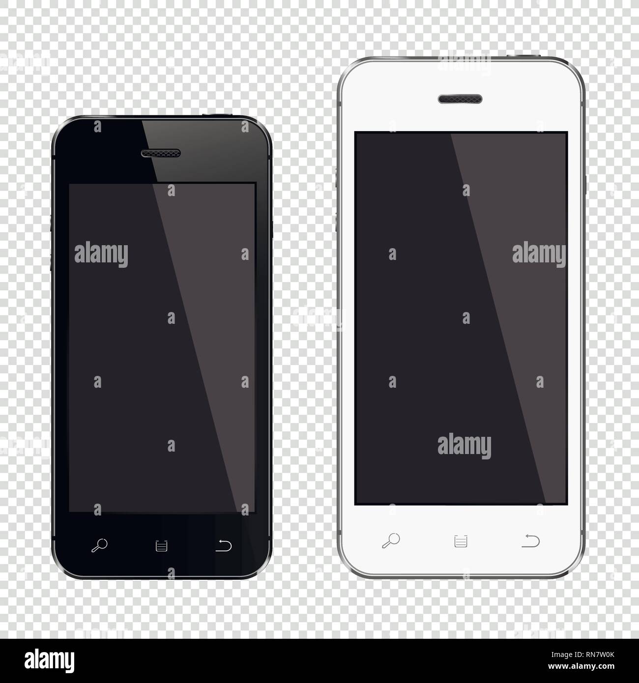 Mobile smartphone big and small display screen isolated on transparent background Stock Vector