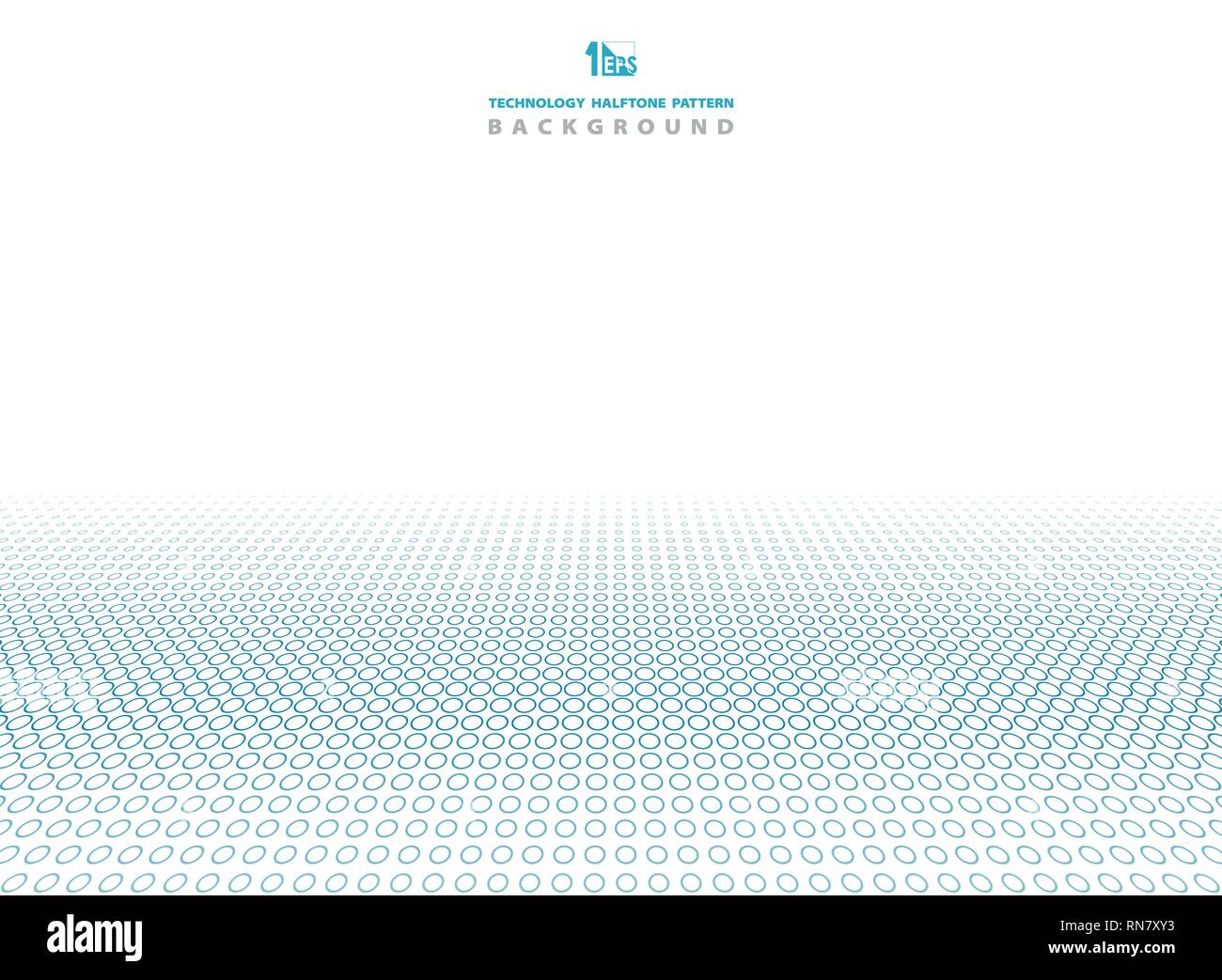 Abstract technology blue color of halftone circle pattern background ...