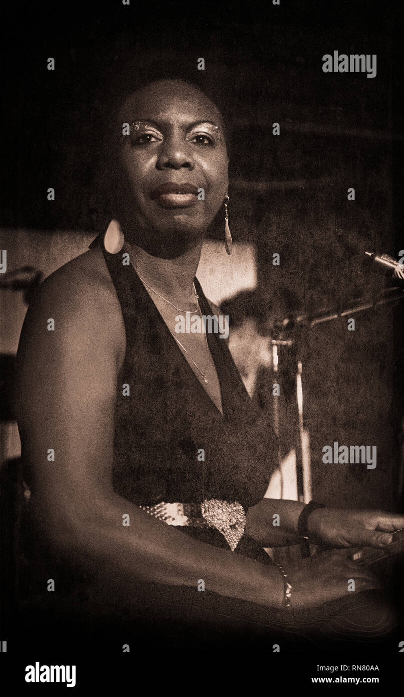 Nina Simone in concert at Club 7, Oslo Norway, 1982 Stock Photo