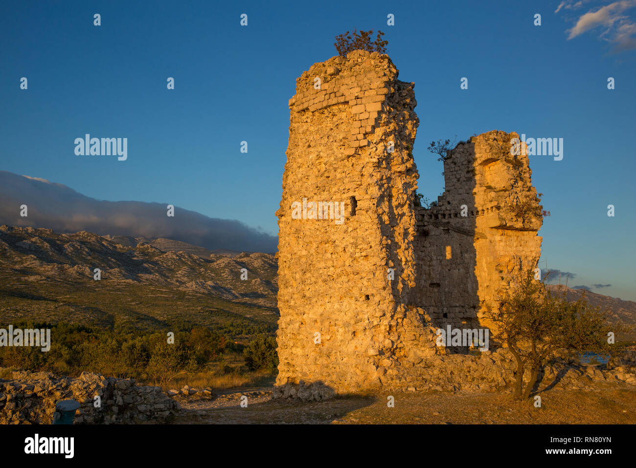 Old medieval fort Vecka kula tower in Croatia Stock Photo