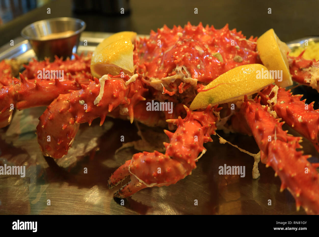 Big Plate of Steamed Ushuaia Whole King Crab, the Famous Dish of the