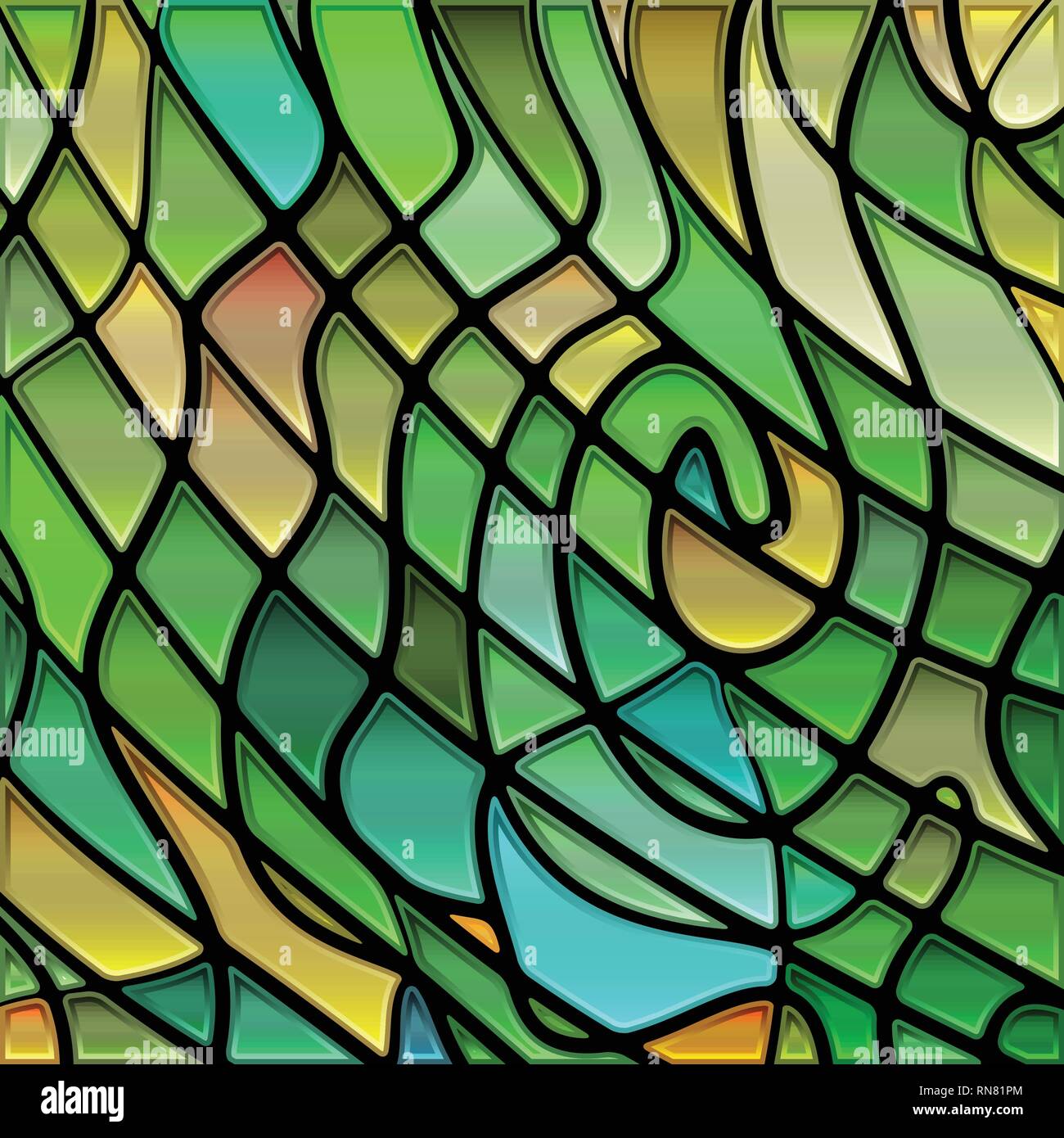 abstract vector stained-glass mosaic background - green and brown Stock ...