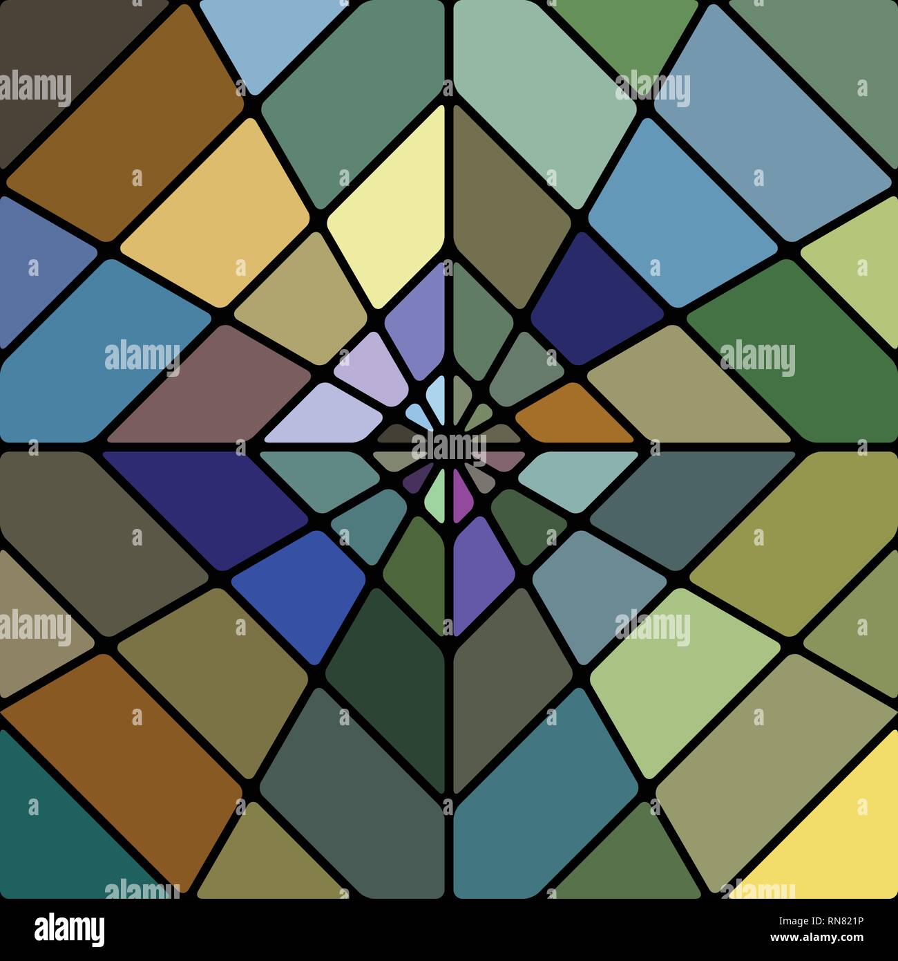 abstract vector stained-glass mosaic background - blue and brown ...