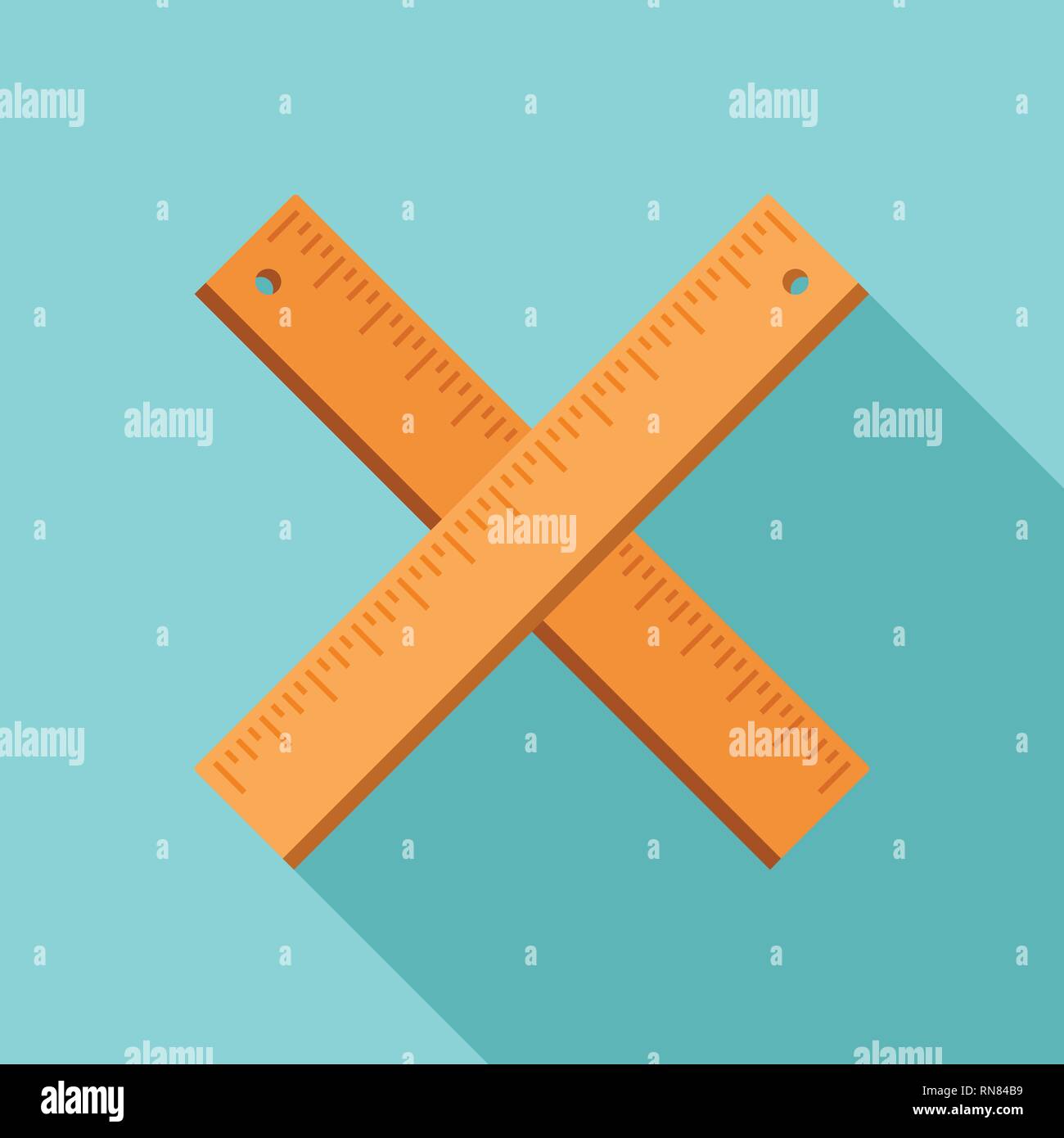 Crossed wood ruler icon. Flat illustration of crossed wood ruler vector ...