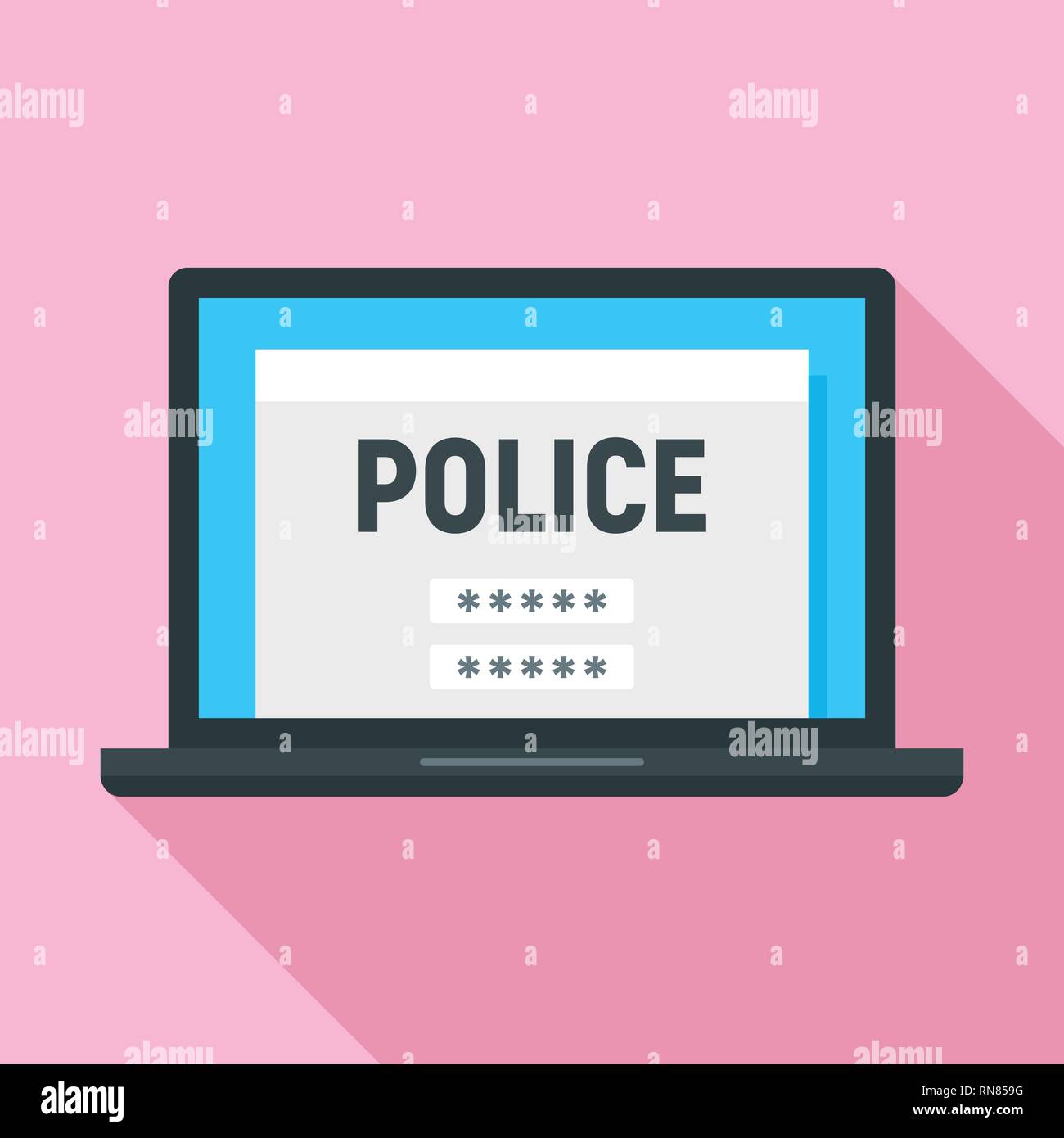 Police laptop icon. Flat illustration of police laptop vector icon for ...