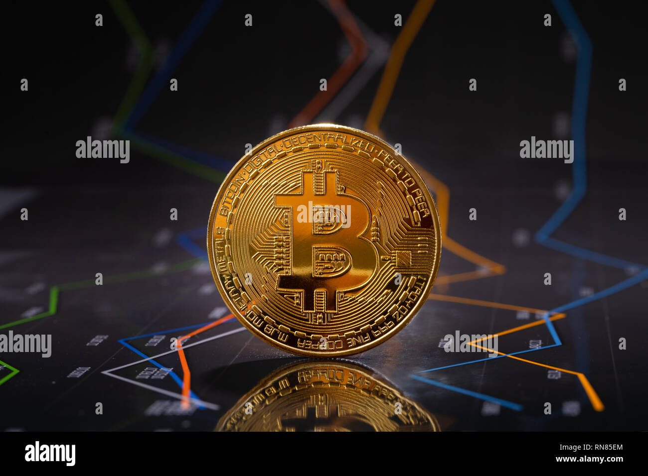Gold bitcoin standing on financial graphs for cryptocurrency prices Stock  Photo - Alamy